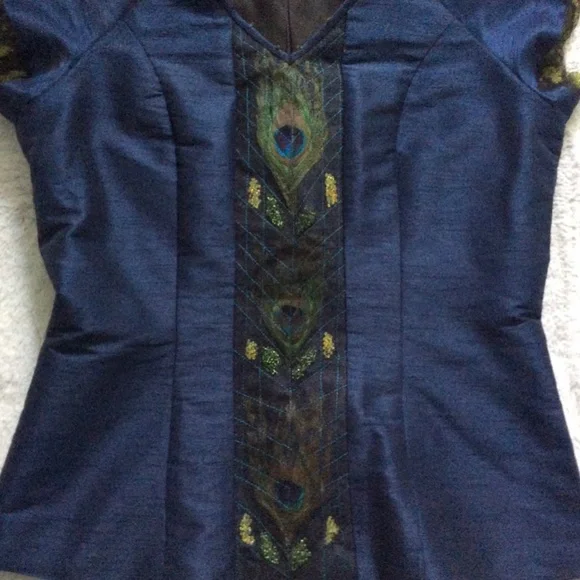 Handmade Blue & Peacock Top - Picture 2 of 5
